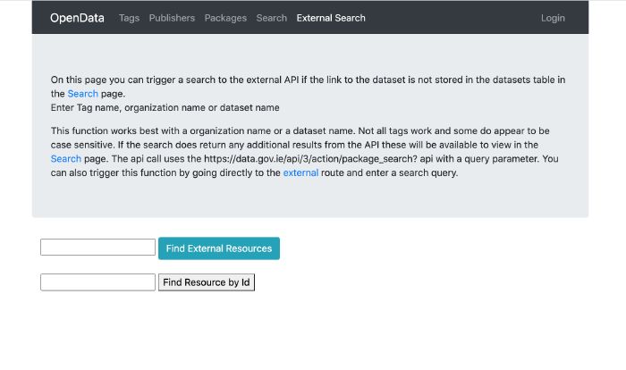 Figure 5: Search for a dataset using the external API