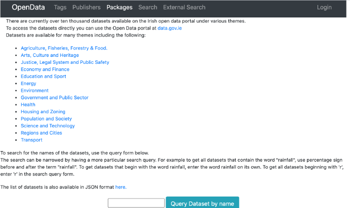 Figure 2: Retrieving the list of datasets / packages